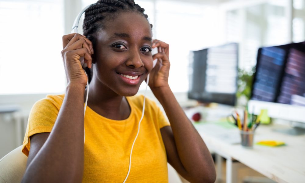 Female designer headphones